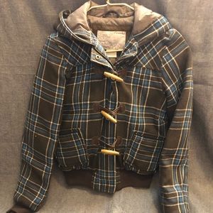 🌨FOSSIL PLAID CROPPED BOMBER PUFFER🌨